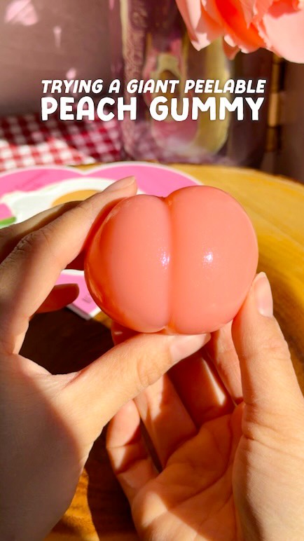 Giant peelable peach gummy from Walgreens